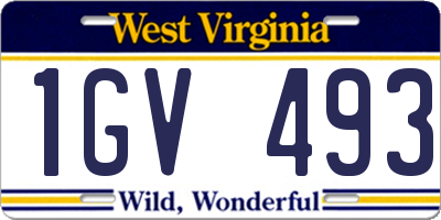 WV license plate 1GV493
