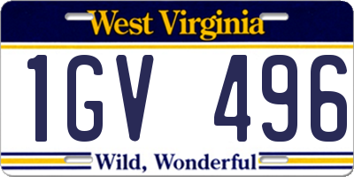 WV license plate 1GV496