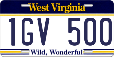 WV license plate 1GV500