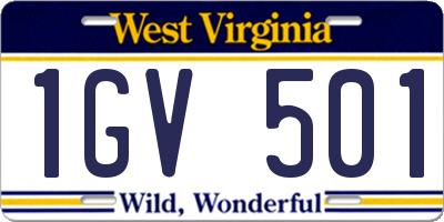 WV license plate 1GV501