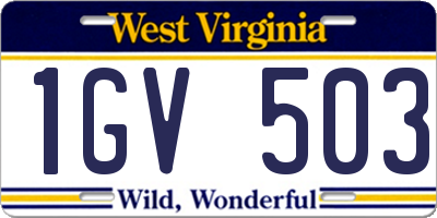 WV license plate 1GV503