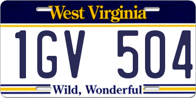 WV license plate 1GV504