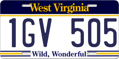 WV license plate 1GV505