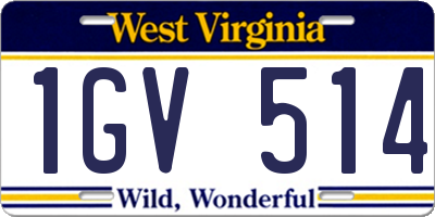 WV license plate 1GV514