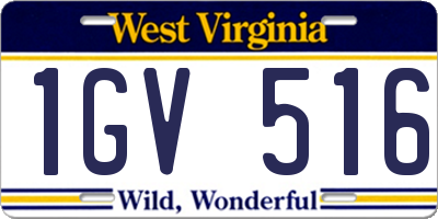 WV license plate 1GV516