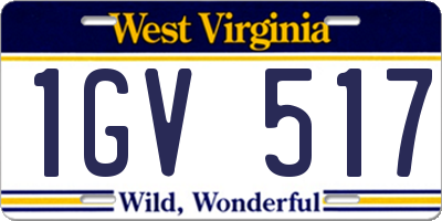 WV license plate 1GV517