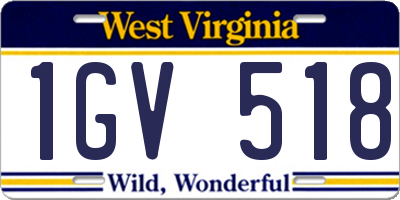 WV license plate 1GV518