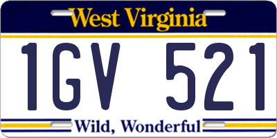 WV license plate 1GV521