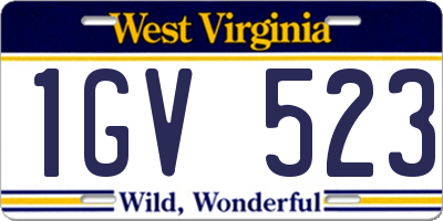 WV license plate 1GV523