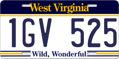 WV license plate 1GV525