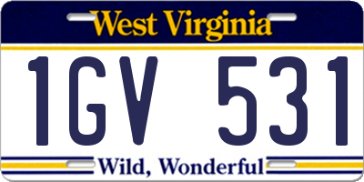 WV license plate 1GV531