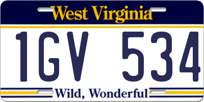 WV license plate 1GV534