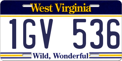WV license plate 1GV536