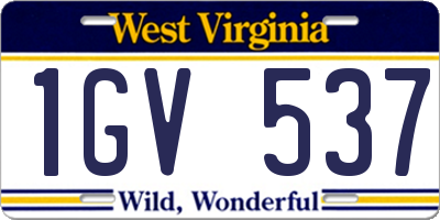 WV license plate 1GV537