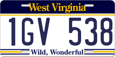 WV license plate 1GV538