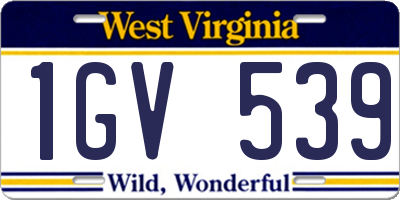 WV license plate 1GV539