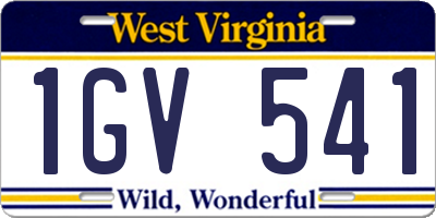 WV license plate 1GV541