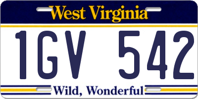 WV license plate 1GV542