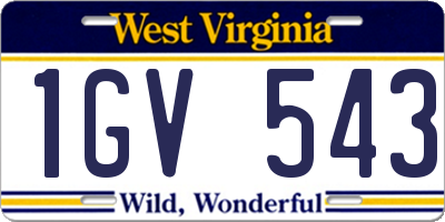 WV license plate 1GV543
