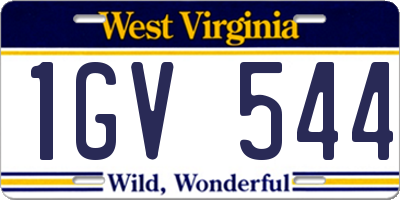 WV license plate 1GV544
