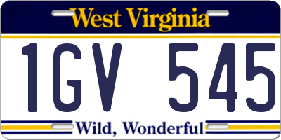 WV license plate 1GV545