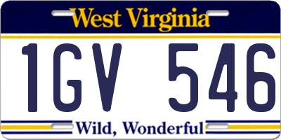 WV license plate 1GV546