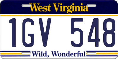 WV license plate 1GV548