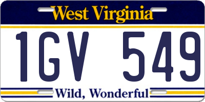WV license plate 1GV549