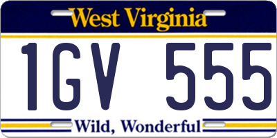 WV license plate 1GV555