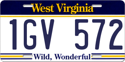 WV license plate 1GV572