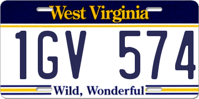 WV license plate 1GV574
