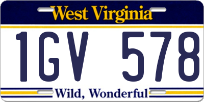 WV license plate 1GV578