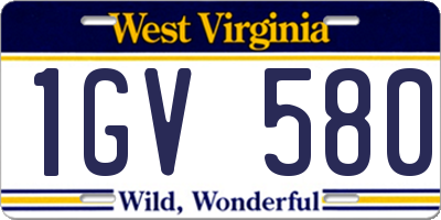 WV license plate 1GV580
