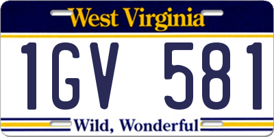 WV license plate 1GV581