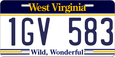 WV license plate 1GV583