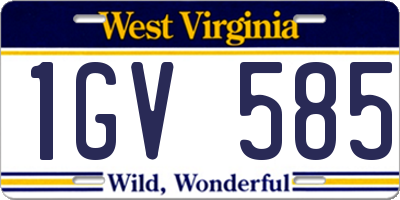 WV license plate 1GV585