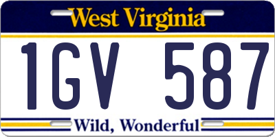 WV license plate 1GV587