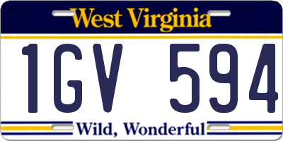 WV license plate 1GV594