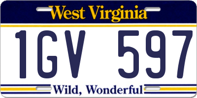 WV license plate 1GV597