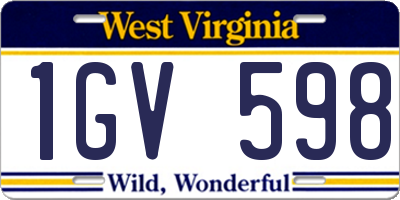 WV license plate 1GV598