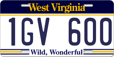 WV license plate 1GV600