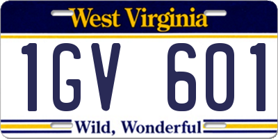 WV license plate 1GV601
