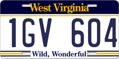 WV license plate 1GV604