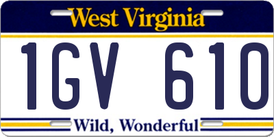 WV license plate 1GV610