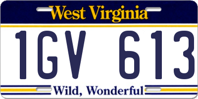 WV license plate 1GV613