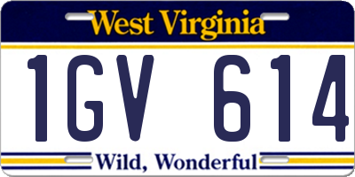 WV license plate 1GV614