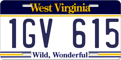 WV license plate 1GV615