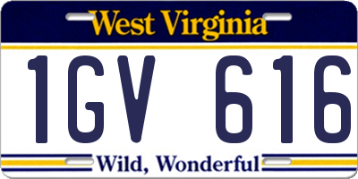 WV license plate 1GV616