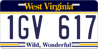 WV license plate 1GV617