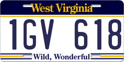 WV license plate 1GV618